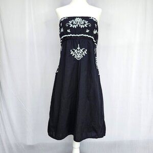 RU COWGIRL Strapless Black Embroidered Women's Dress, Size S